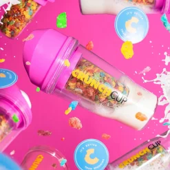 Die moderne Hausfrau STONELINE Original CrunchCup Tragbarer Müslibecher To Go 260 + 250 ml | Pink