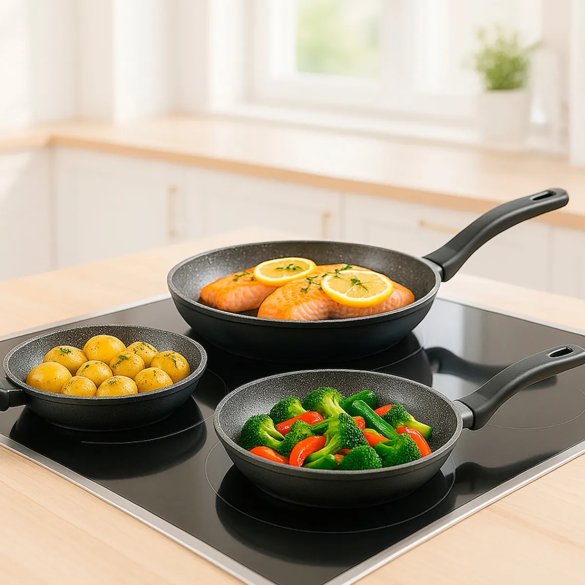 Die moderne Hausfrau STONELINE Pfannen-Set 3-teilig 20/24/28 cm | ohne Deckel