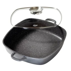 Die moderne Hausfrau STONELINE Servierpfanne Eckig 32 cm | mit Deckel