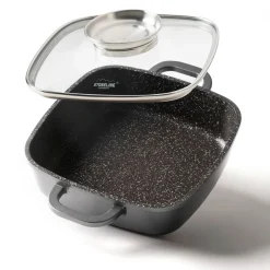 Die moderne Hausfrau STONELINE Servierpfanne Eckig 20 cm | mit Deckel