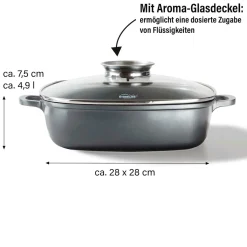 Die moderne Hausfrau STONELINE Servierpfanne Eckig 28 cm | mit Deckel