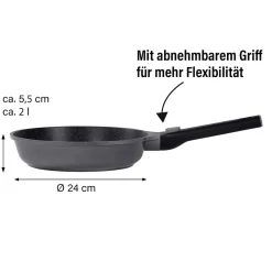 Die moderne Hausfrau STONELINE SMART Bratpfanne 24 cm mit abnehmbarem Griff - Grau