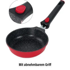 Die moderne Hausfrau STONELINE SMART Pfannen-Set 3-teilig Rot mit abnehmbaren Griffen | ohne Deckel - Schwarz