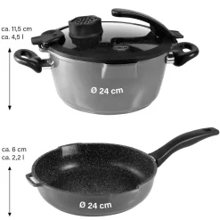 Die moderne Hausfrau STONELINE SMELL WELL FUTURE Kochgeschirr-Set 4-teilig 24 cm | mit Deckel