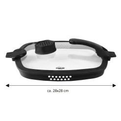 Die moderne Hausfrau STONELINE SMELL WELL FUTURE Glasdeckel Eckig 28 cm mit SMELL WELL Funktion | Schwarz