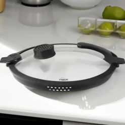 Die moderne Hausfrau STONELINE SMELL WELL FUTURE Glasdeckel 32 cm mit SMELL WELL Funktion | Schwarz