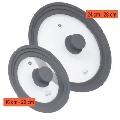 Die moderne Hausfrau STONELINE Universal Glasdeckel Set 16/18/20 und 24/26/28 | Grau