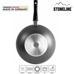 Die moderne Hausfrau STONELINE Wokpfanne 30 cm mit abnehmbarem Griff | mit Deckel