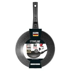 Die moderne Hausfrau STONELINE Wokpfanne 30 cm mit abnehmbarem Griff | mit Deckel
