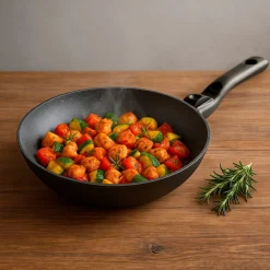 Die moderne Hausfrau STONELINE Wokpfanne 30 cm mit abnehmbarem Griff | mit Deckel