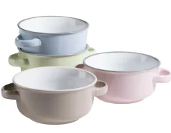 Die moderne Hausfrau Suppentassen-Set, Steinzeug Maila Hellblau, Hellgrün, Rosa, Grau