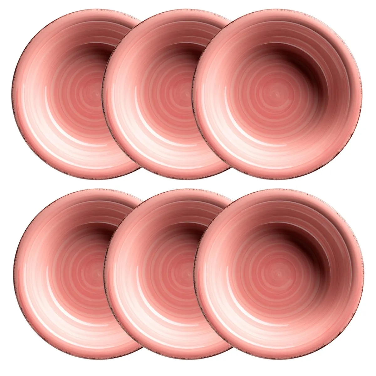 Die moderne Hausfrau Suppenteller-Set, Steingut LUMACA Koralle