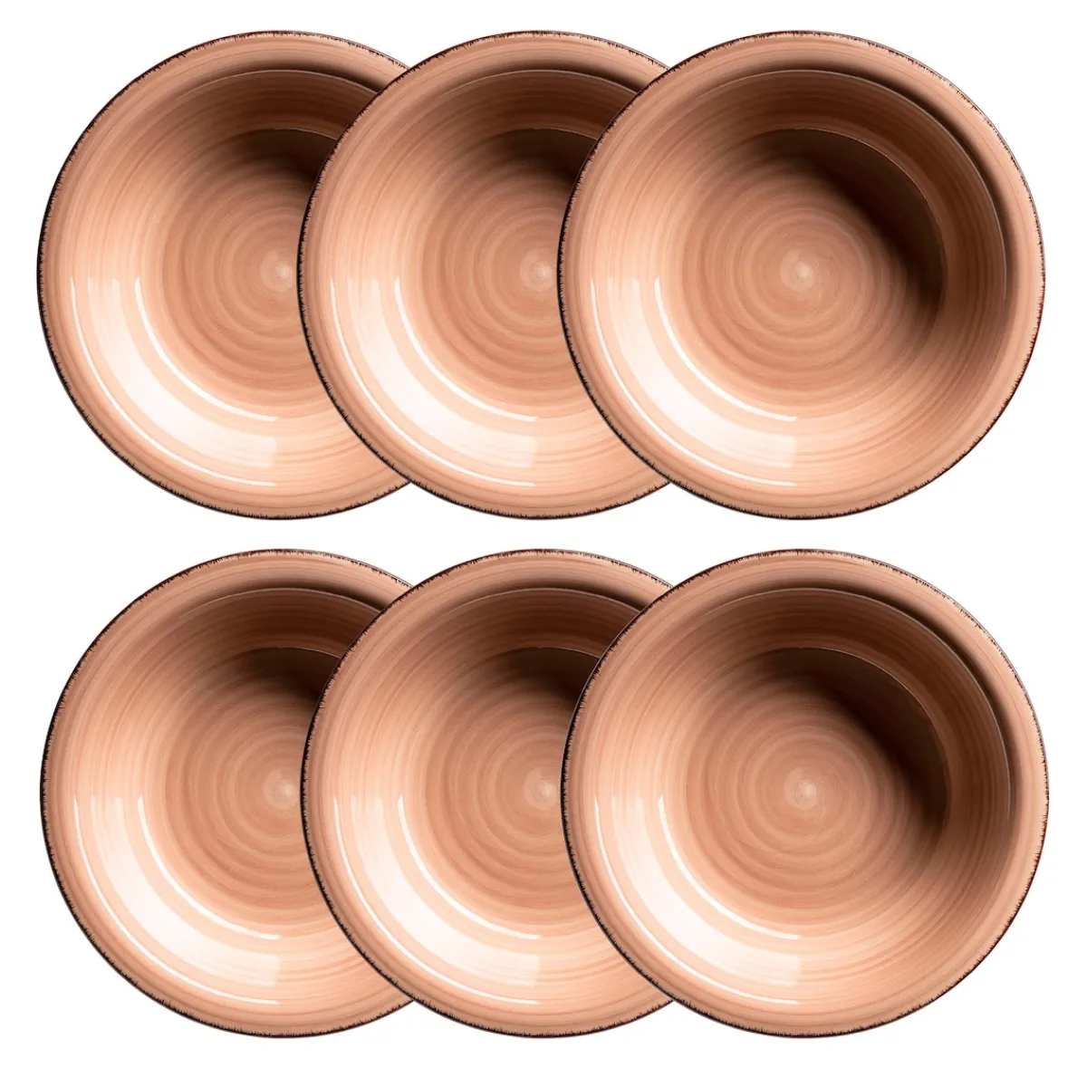 Die moderne Hausfrau Suppenteller-Set, Steingut LUMACA Koralle