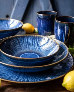 Die moderne Hausfrau Suppenteller-Set, Steinzeug Eisfall