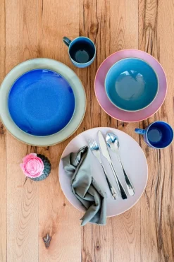 Die moderne Hausfrau Tafelservice, Keramik OSSIA Sand, Hellblau