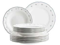 Die moderne Hausfrau Tafelservice, Porzellan Lova Weiß / Blau