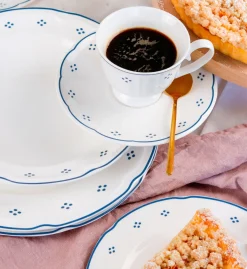 Die moderne Hausfrau Tafelservice, Porzellan Lova Weiß / Blau