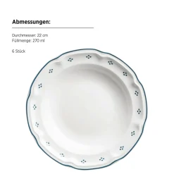 Die moderne Hausfrau Tafelservice, Porzellan Lova Weiß / Blau