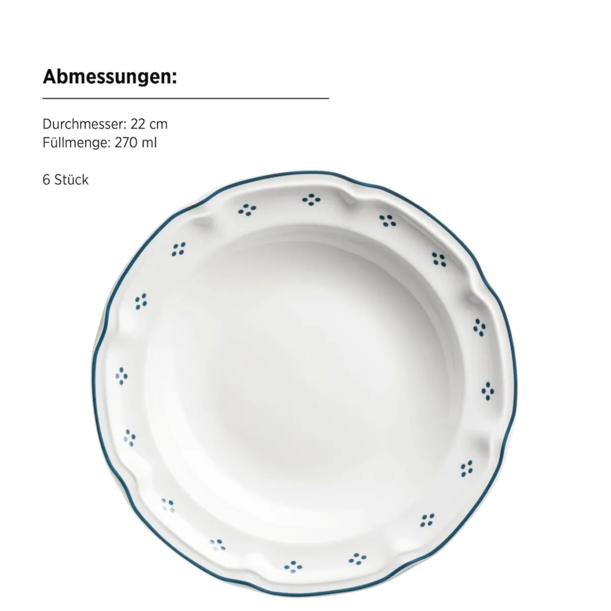 Die moderne Hausfrau Tafelservice, Porzellan Lova Weiß / Blau