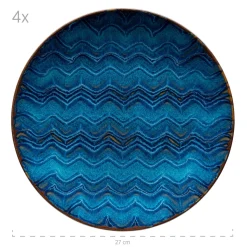 Die moderne Hausfrau Tafelservice, Steinzeug Aquamarine