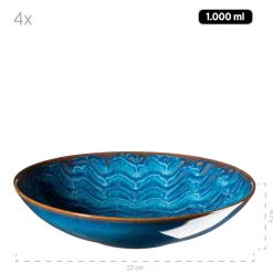 Die moderne Hausfrau Tafelservice, Steinzeug Aquamarine