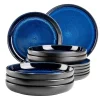 Die moderne Hausfrau Tafelservice, Steinzeug NIARA Schwarz / Blau