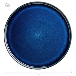 Die moderne Hausfrau Tafelservice, Steinzeug NIARA Schwarz / Blau