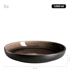 Die moderne Hausfrau Tafelservice, Steinzeug NIARA Schwarz / Grau