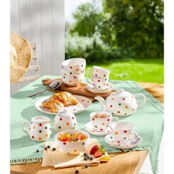 Die moderne Hausfrau Tassen-Set „Kunterbunt“ mit Untertassen, 8-teilig, je 200 ml
