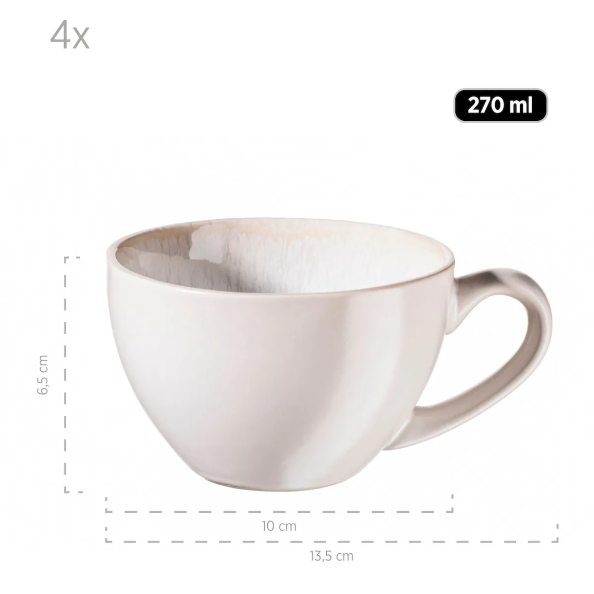 Die moderne Hausfrau Tassen-Set, Steinzeug Frozen Weiß