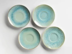 Die moderne Hausfrau Tassen-Set, Steinzeug Frozen Grün