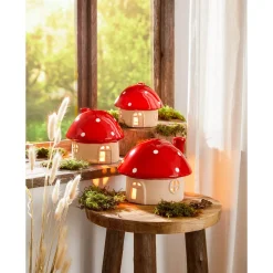 Die moderne Hausfrau Teelicht-Haus „Pilz“ Häuser-Set, 3-teilig