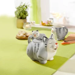 Die moderne Hausfrau Teetasse „Katze“, 200 ml grau