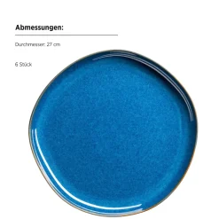 Die moderne Hausfrau Teller Set, Steinzeug Cordelia Königsblau