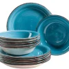 Die moderne Hausfrau Teller-Set, Steingut Lumaca Dunkelblau