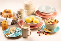 Die moderne Hausfrau Teller-Set, Steingut Lumaca Dunkelblau