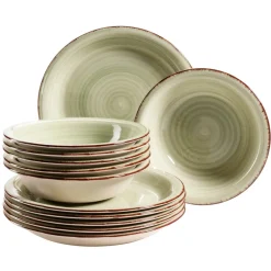 Die moderne Hausfrau Teller-Set, Steingut Lumaca Olivgrün