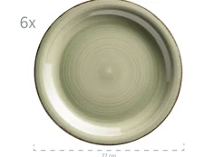 Die moderne Hausfrau Teller-Set, Steingut Lumaca Olivgrün