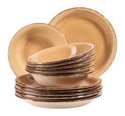 Die moderne Hausfrau Teller-Set, Steingut Lumaca Olivgrün