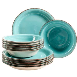 Die moderne Hausfrau Teller-Set, Steingut Lumaca Laguna