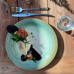 Die moderne Hausfrau Teller-Set, Steinzeug Flussufer blau, grün, weiß