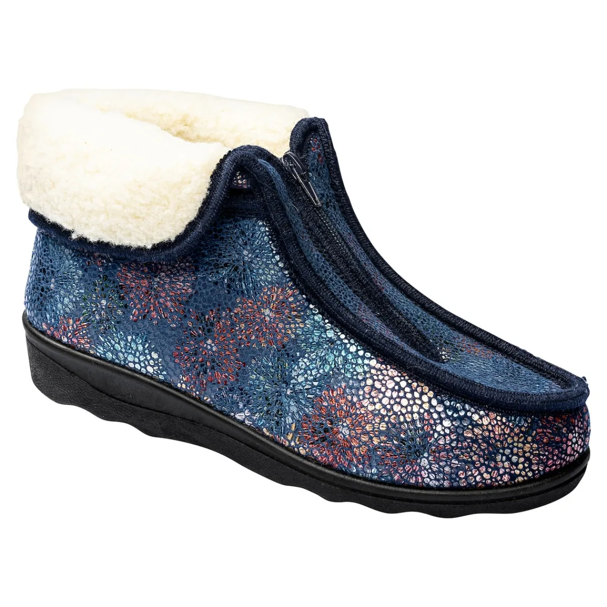 Damen Die moderne Hausfrau Thermo-Hausschuh „Fleur“ blau