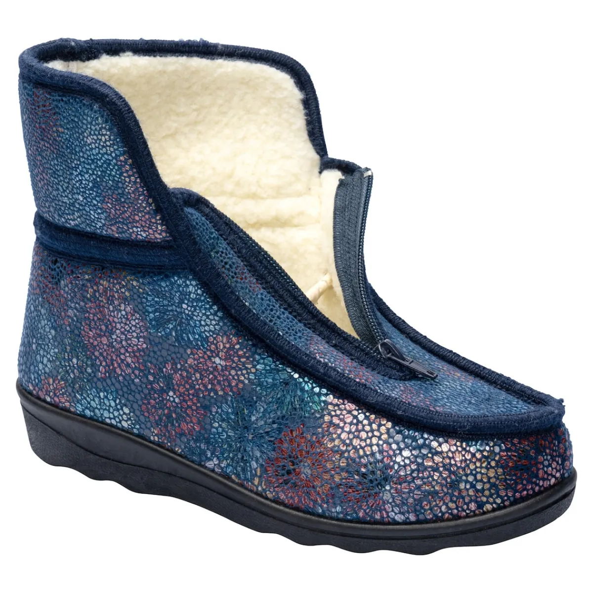 Damen Die moderne Hausfrau Thermo-Hausschuh „Fleur“ blau