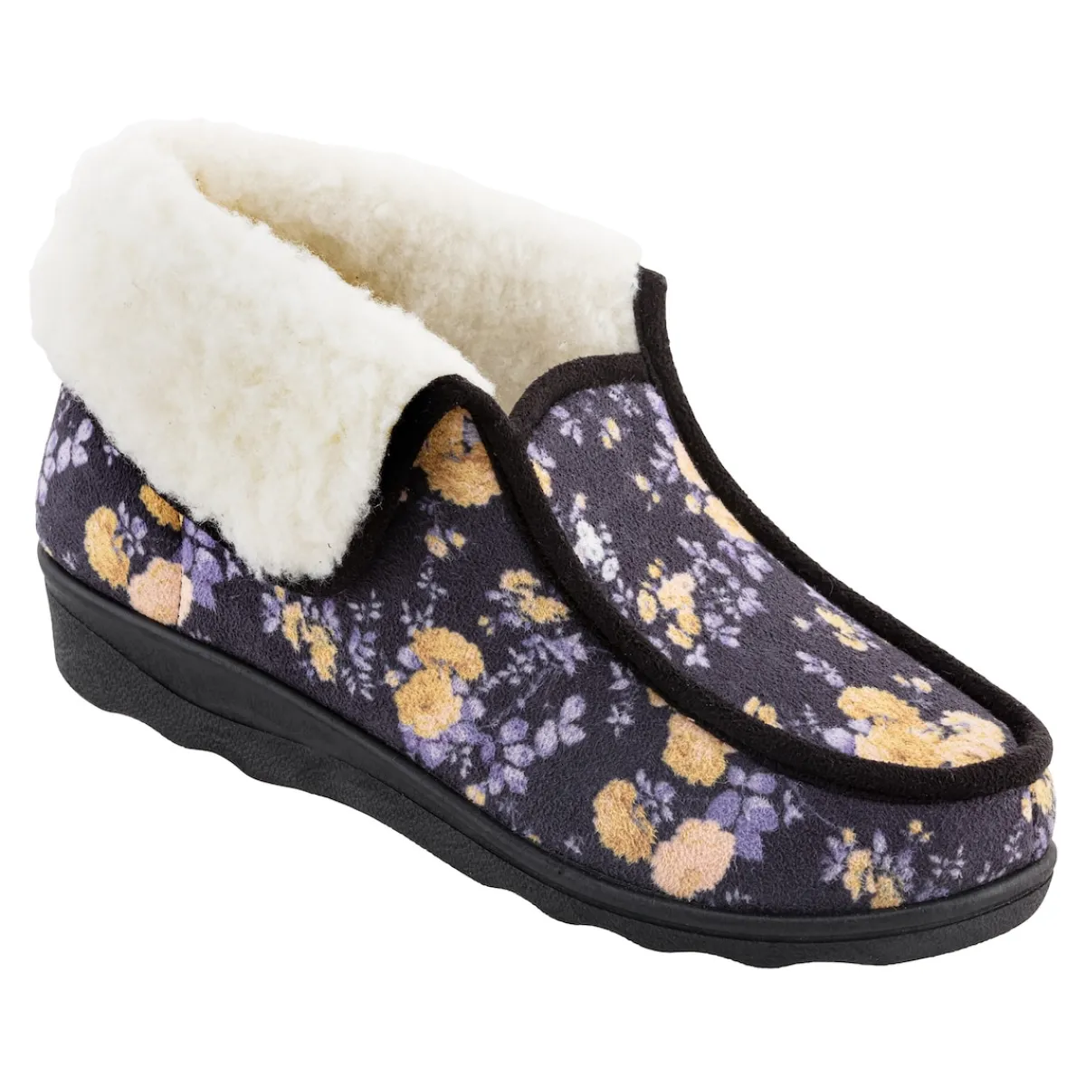 Damen Die moderne Hausfrau Thermo-Haussschuh "Blumen"