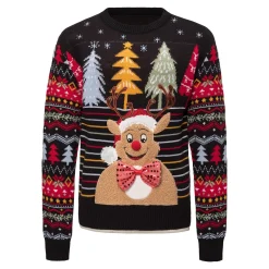 Damen Die moderne Hausfrau Weihnachts-Pullover „LED-Rentier“