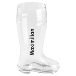 Die moderne Hausfrau Weihnachtsstiefel-Glas personalisiert mit Namen, 500 ml