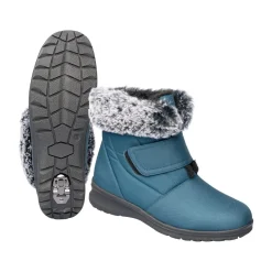 Damen Die moderne Hausfrau Winterstiefelette mit Spikes & Klett „Monika“ petrol