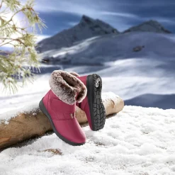 Damen Die moderne Hausfrau Winterstiefelette mit Spikes & Klett „Monika“ beere