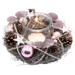Die moderne Hausfrau Winter-Windlicht „Rosa“