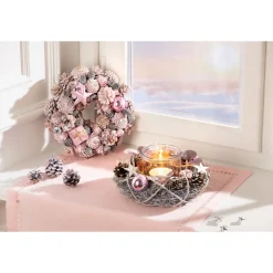 Die moderne Hausfrau Winter-Windlicht „Rosa“